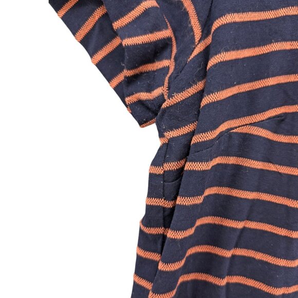 Hutch Anthropologie Mini Shirt Dress Navy Orange Stripe Front Pocket Lined Sz S - Picture 13 of 14
